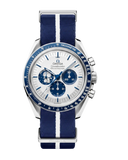 Speedmaster Anniversary Series 42mm (Pulseira Nato) - Poliamida, azul e branca