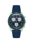 Mission to Earth (Pulseira de Couro) - Azul Marinho Epsom