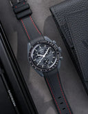Premium Curved Rubber Strap - Black and Red Dots