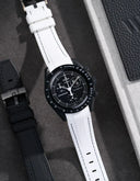 Premium Curved Rubber Strap - White and Black Dots